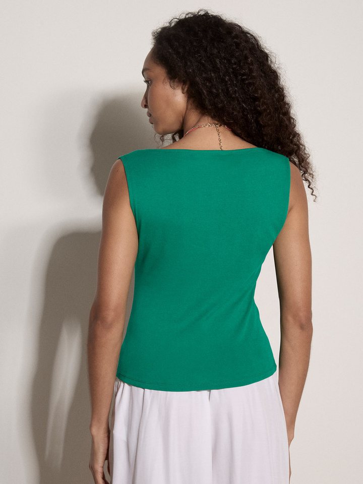 Apricot Shirttop Crop-Top mit feinem Rippstrick – Bild 4 von 4