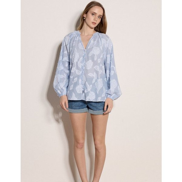 Apricot Spitzenbluse Bluse mit gestickten Blumenstreifen in Jacquardoptik