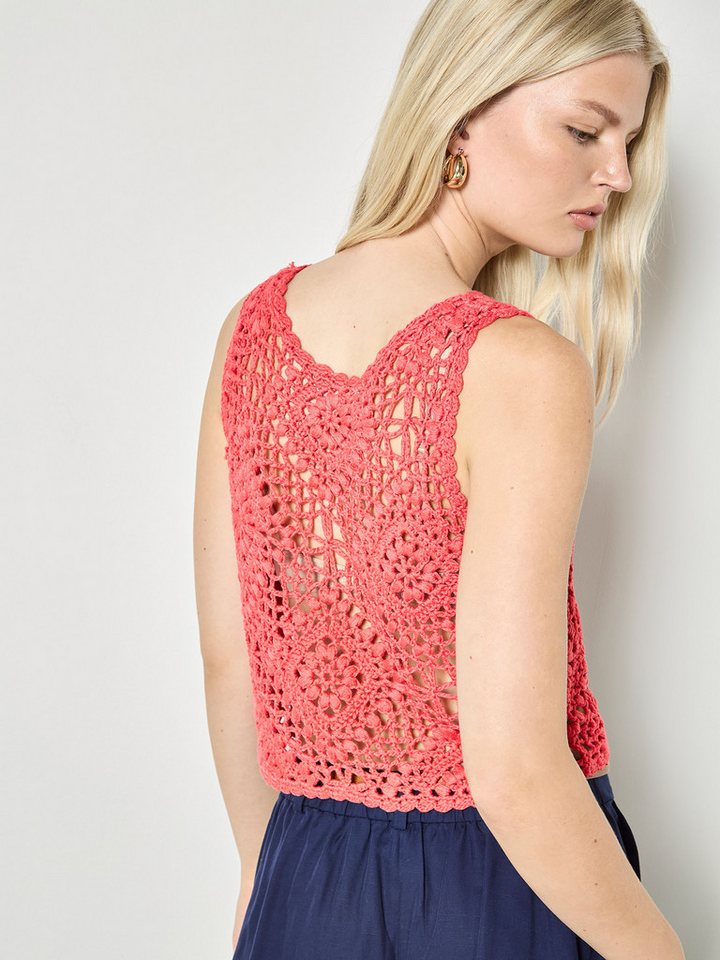 Apricot Spitzentop Diamant-Crop-Top mit Häkeldetails – Bild 4 von 5