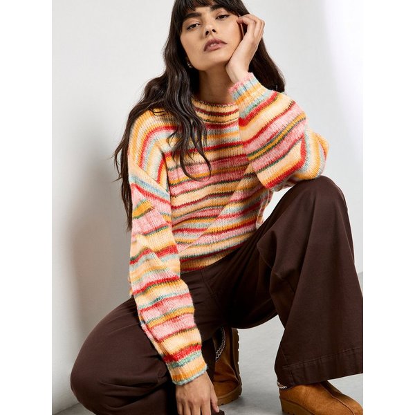 Apricot Streifenpullover Rundhalspullover mit bunten Streifen