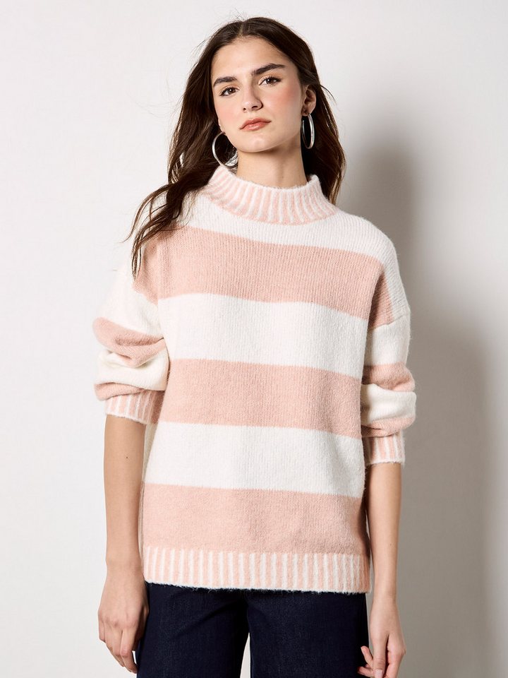 Apricot Streifenpullover Stehkragenpullover mit Streifen – Bild 2 von 4