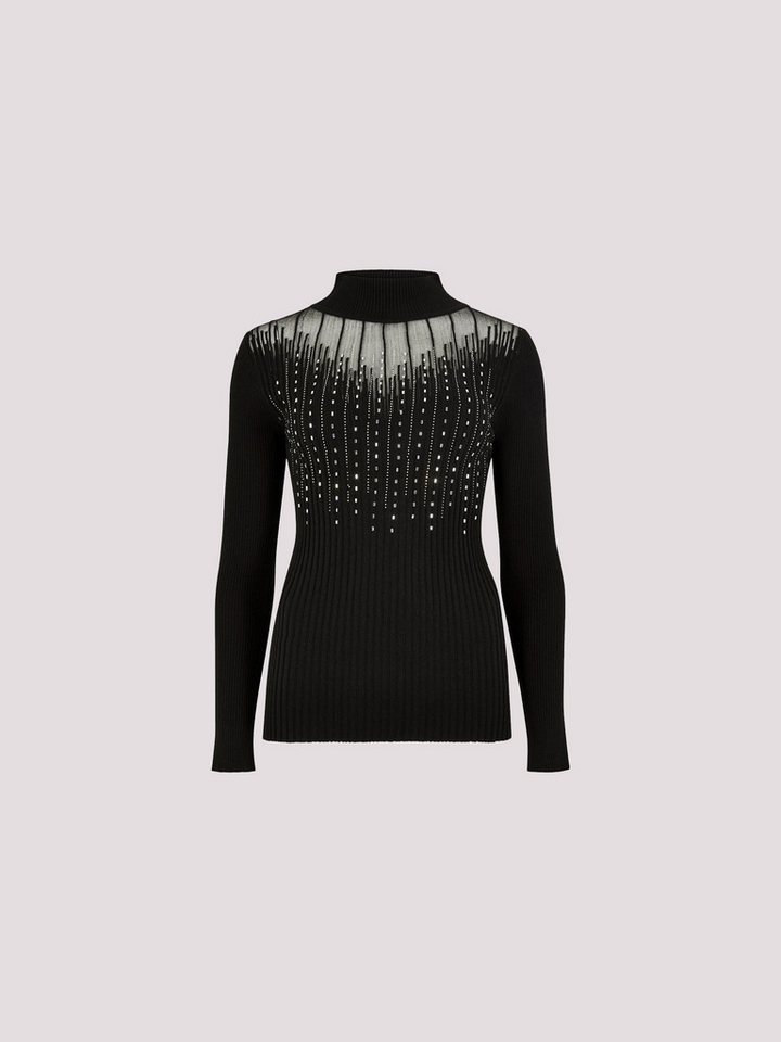 Apricot Strickpullover geripptes Top aus Mesh mit Glitzersteinen – Bild 5 von 5