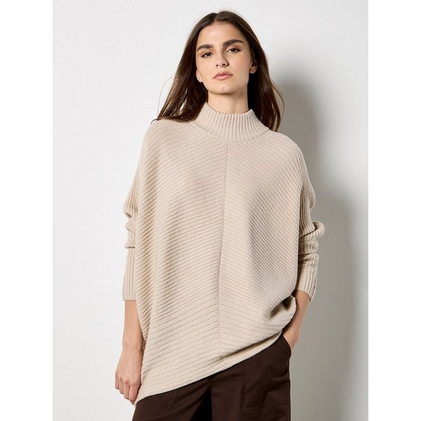 Apricot Strickpullover Oversized-Pullover mit Stehkragen