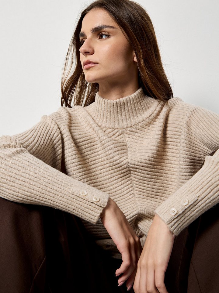Apricot Strickpullover Oversized-Pullover mit Stehkragen – Bild 3 von 4