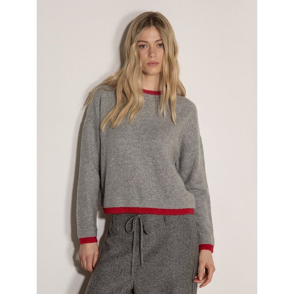 Apricot Strickpullover Pullover im Lagenlook mit abgesetzten Abschlüssen