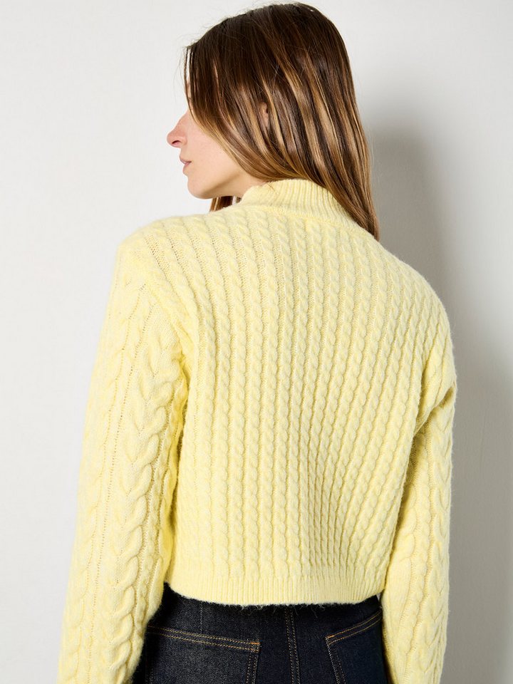 Apricot Strickpullover Strickjacke mit Wickelausschnitt und Zopfmuster – Bild 4 von 5