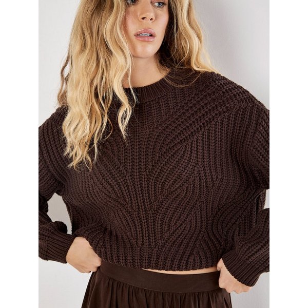 Apricot Strickpullover Zopfmuster-Pullover (1-tlg) aus Grobstrick