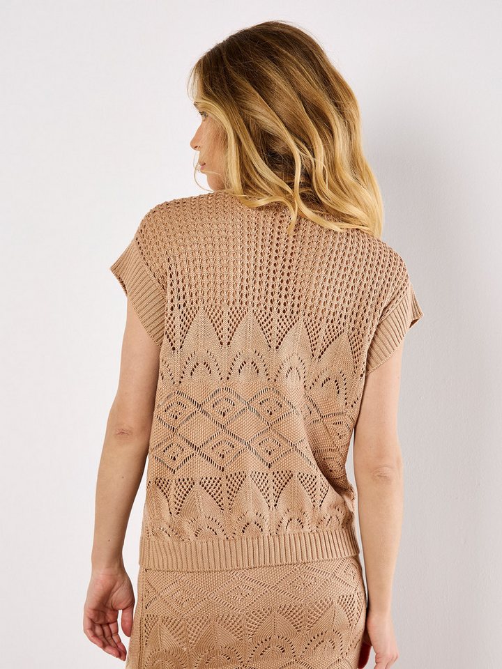 Apricot Stricktop Pointelle-Strickoberteil mit Rundhalsausschnitt – Bild 4 von 4