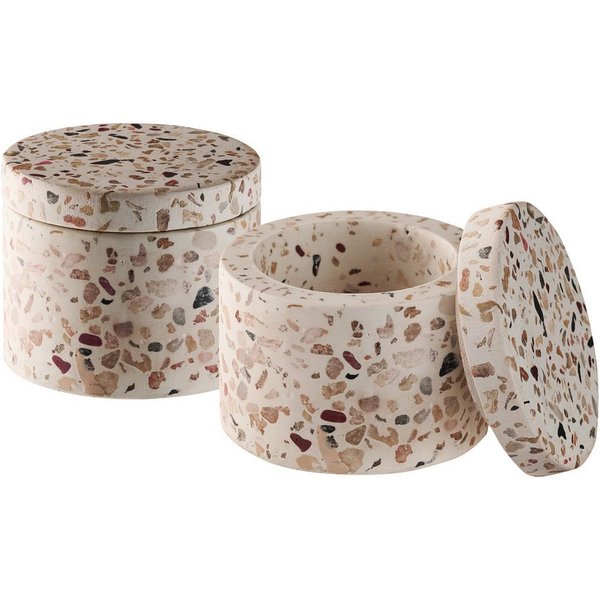 APS Butterdose 2er Set TERRAZZO, Steinzeug, (Set, 2-tlg), Beton, Ø 6 cm, H: 5 cm, 40 ml, Unikat