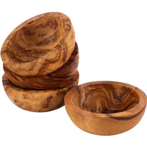 APS Dipschale OLIVE, Holzwerkstoff, (Set, 4-tlg), geöltes Olivenholz, jedes Stück ein Unikat