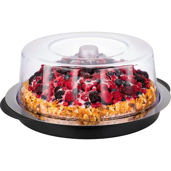 APS Kuchenplatte Thermo Tablett Set, Edelstahl, Kunststoff, Ø 34 cm, Kühlfunktion durch 2 Kühlakkus