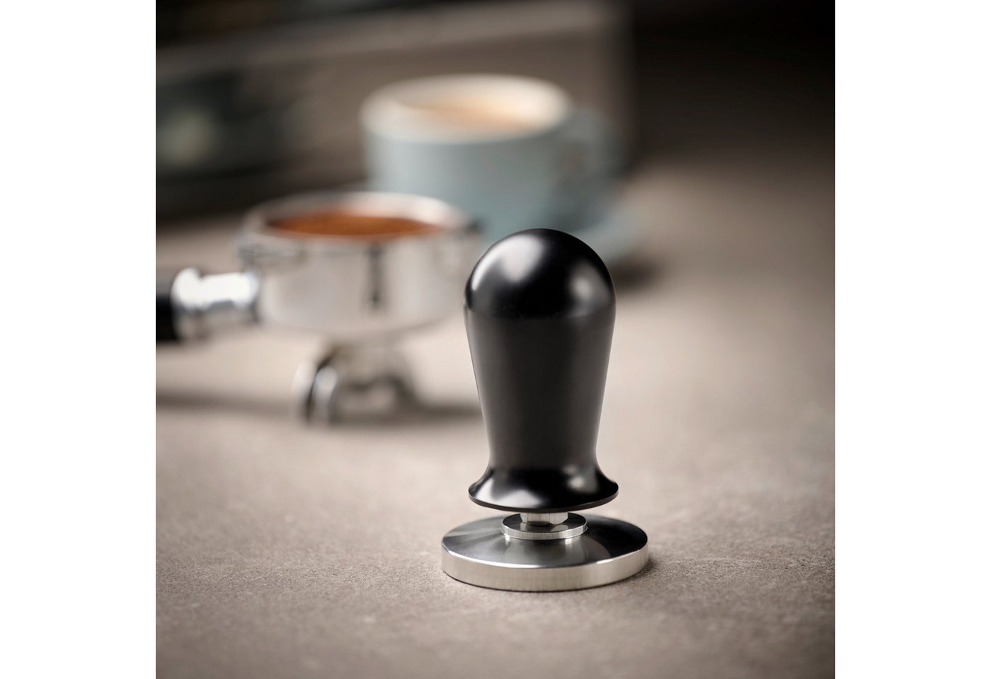 APS Tamper Espresso Tamper Ø 58 mm, Höhe ca. 10 cm, Griff mit Druckregulierung, aus Edelstahl, Aluminium, ca. 350 g – Bild 2 von 5