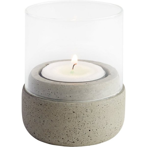 APS Teelichthalter Element (Set, 2 St), hochwertige Beton-Windlichter, mit möbelschonender Unterseite, Ø 6 cm