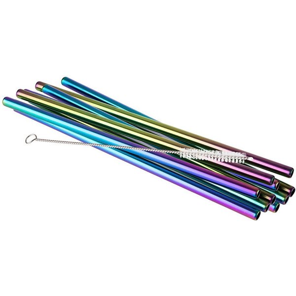 APS Trinkhalme, (Set, 11-tlg), 10 Trinkhalme aus Edelstahl + Reinigungsbürste
