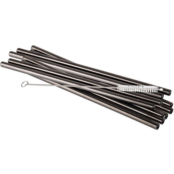 APS Trinkhalme, (Set, 11-tlg), 10 Trinkhalme aus Edelstahl + Reinigungsbürste
