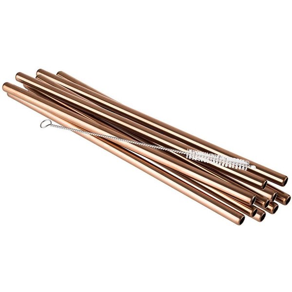 APS Trinkhalme, (Set, 11-tlg), 10 Trinkhalme aus Edelstahl + Reinigungsbürste