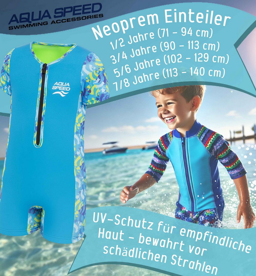 Aqua Speed Badeanzug Neopren Einteiler mit 30x30 Mikrofasertuch Jungen und Mädchen – Bild 2 von 5