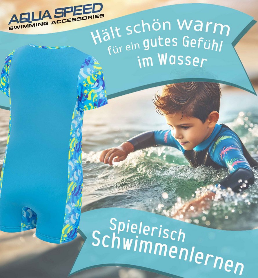 Aqua Speed Badeanzug Neopren Einteiler mit 30x30 Mikrofasertuch Jungen und Mädchen – Bild 3 von 5