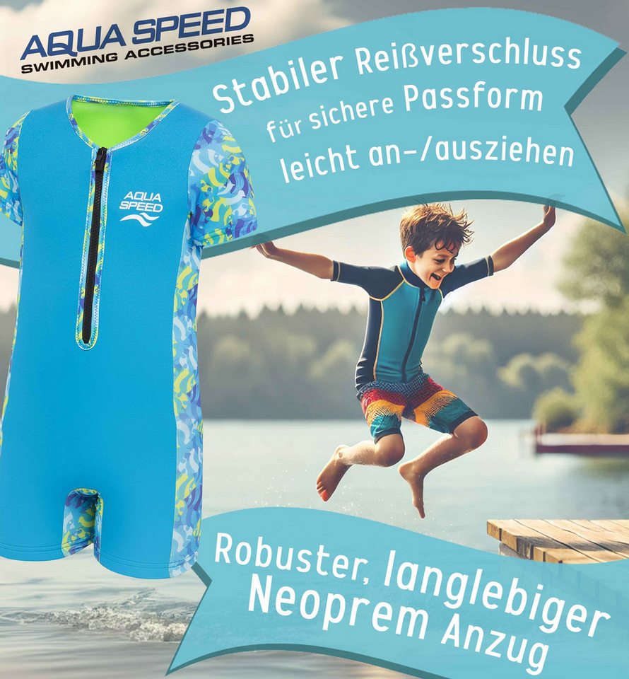 Aqua Speed Badeanzug Neopren Einteiler mit 30x30 Mikrofasertuch Jungen und Mädchen – Bild 4 von 5
