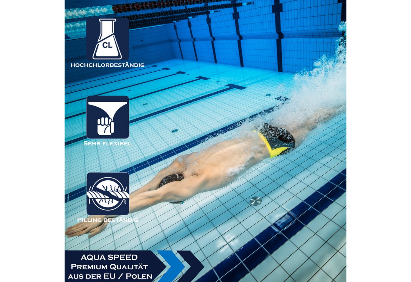 Aqua Speed Badehose Dennis Performance Schwimmhose chlorresistent Gray Green L (Performance Badepant für technische Feinarbeit im Training) Bleibt auch bei inte – Bild 4 von 5