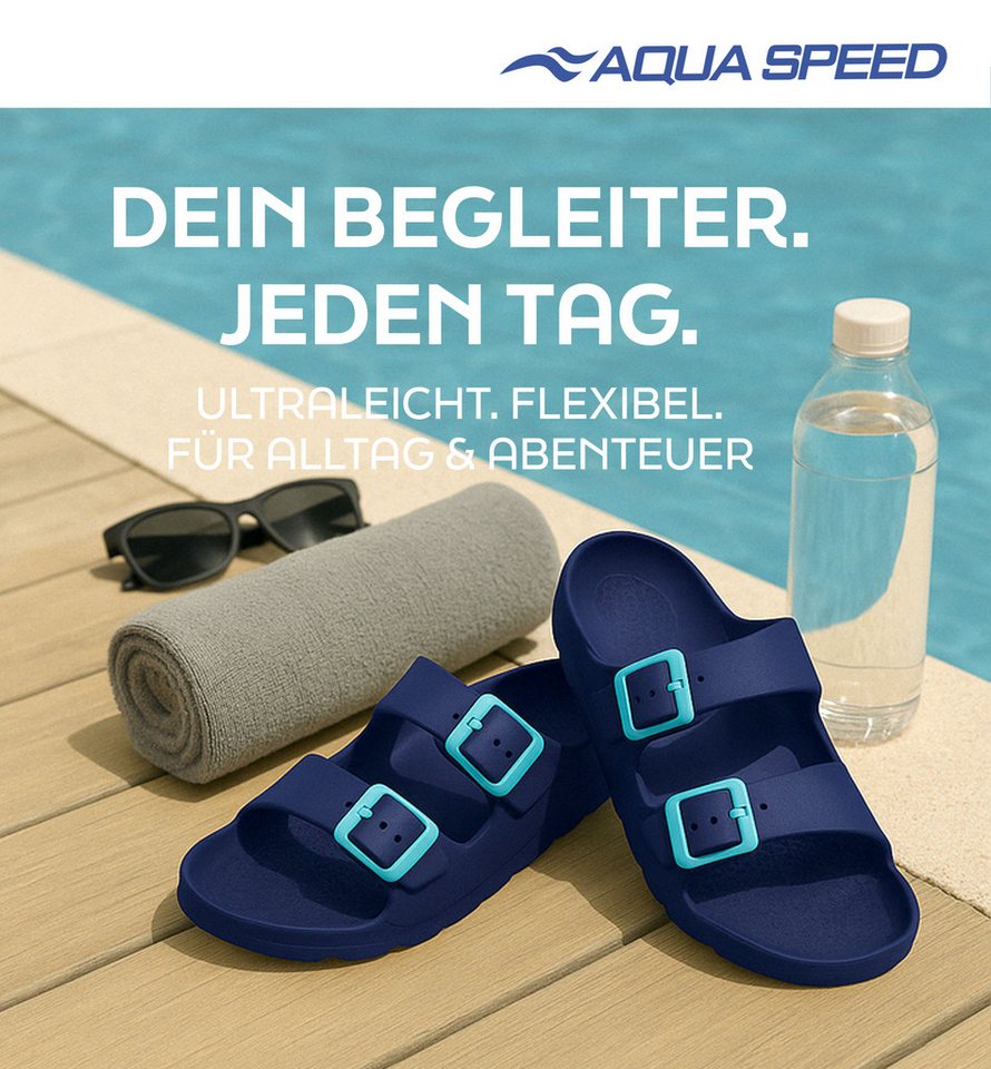 Aqua Speed Leichte Kinder-Latschen Gr. 34 mit Mikrofaserhandtuch Badesandale (Reisefreundliche Latschen für Kinder – robust & rutschhemmend) Praktisch & pflegel – Bild 2 von 5