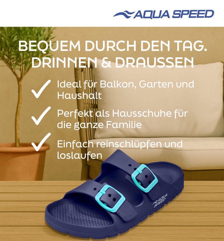 Aqua Speed Leichte Kinder-Latschen Gr. 34 mit Mikrofaserhandtuch Badesandale (Reisefreundliche Latschen für Kinder – robust & rutschhemmend) Praktisch & pflegel – Bild 3 von 5