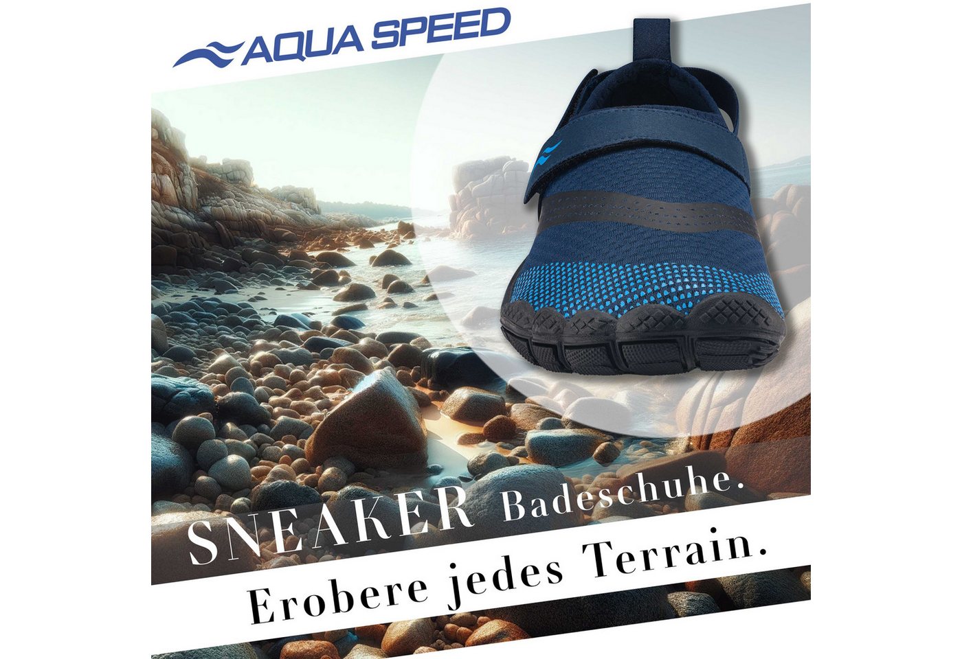 Aqua Speed Rutschfeste Wasserschuhe AGAMA Gr. 41 – Navy/Schwarz/Hellblau Wasserschuh (Aquaschuhe für Herren – weich, griffig & vielseitig einsetzbar) Vielseitig – Bild 2 von 5
