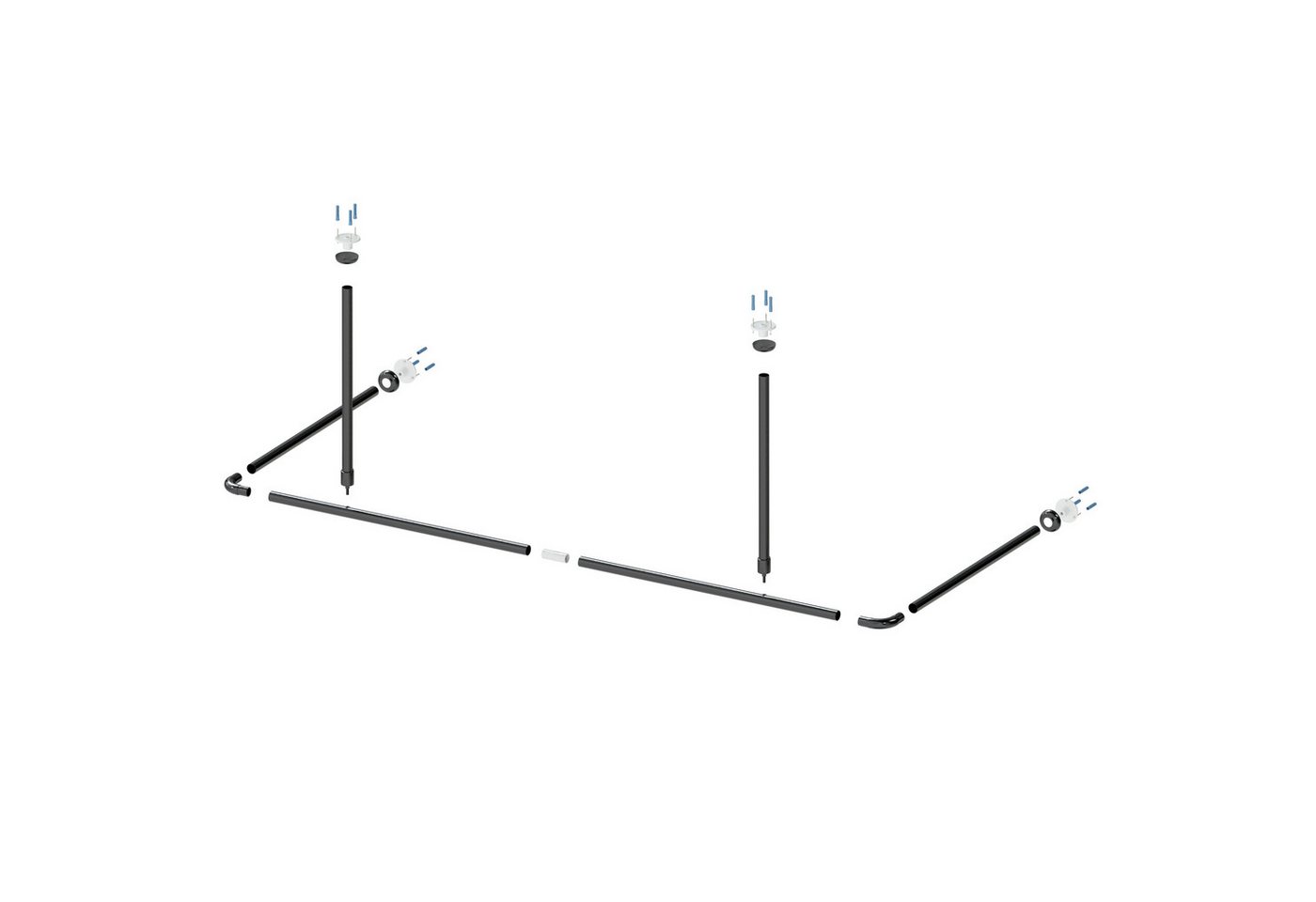 Aquabad® Duschvorhangstange Hastaflex Frame Duschvorhangstange, 2-läufig, kürzbar, Aluminium, 165cm x 70cm – Bild 4 von 5
