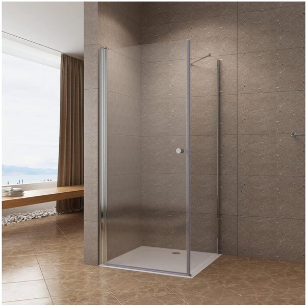 AQUABATOS Eckdusche Duschkabine Eckeinstieg Bad Duschabtrennung mit Drehtür Seitenwand, BxT: 70x75 cm, 6 mm Einscheibensicherheitsglas, Chromoptik,spritzwasserd