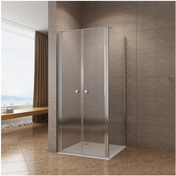 AQUABATOS Eckdusche Eckdusche Duschkabine Eckeinstieg Dusche Pendeltür mit Seitenwand, BxT: 80x75 cm, 6 mm Einscheibensicherheitsglas mit Nanobeschichtung, eben