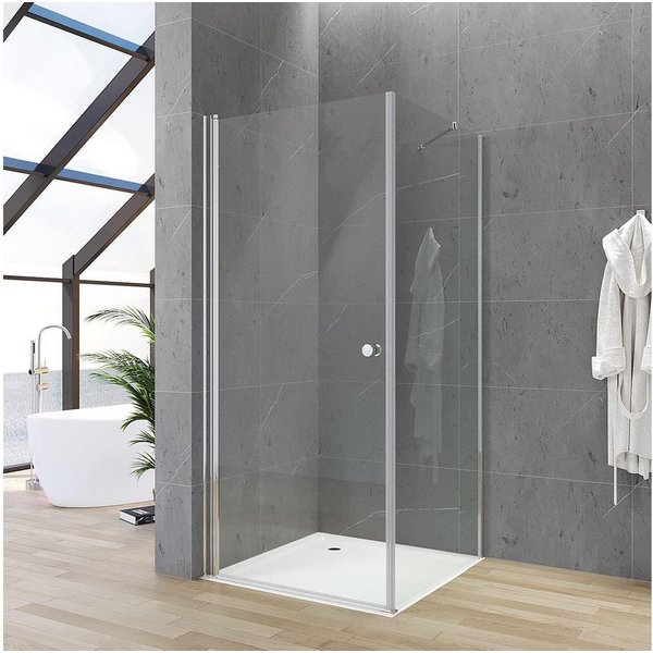 AQUABATOS Eckdusche Duschkabine Eckeinstieg Eckdusche Duschtür Drehtür Pendeltür, BxT: 70x70 cm, 5 mm ESG Sicherheitsglas, Schwingtür Duschwand Duschabtrennung 