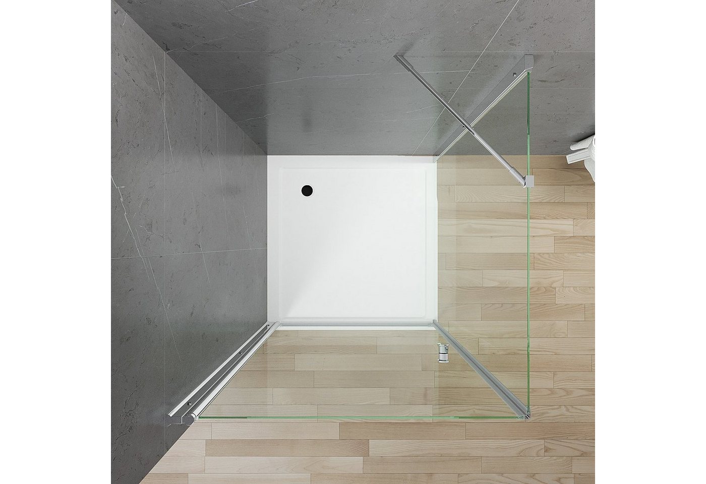 AQUABATOS Eckdusche Duschkabine Eckeinstieg Eckdusche Duschtür Drehtür Pendeltür, BxT: 70x70 cm, 5 mm ESG Sicherheitsglas, Schwingtür Duschwand Duschabtrennung  – Bild 3 von 5