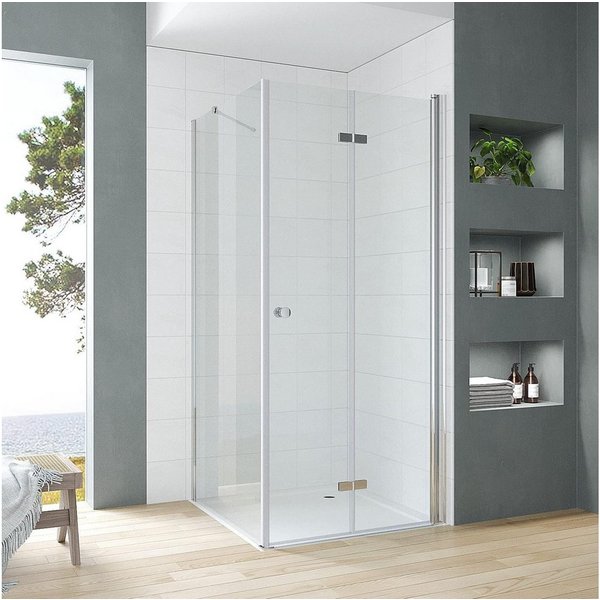 AQUABATOS Eckdusche Duschkabine Eckeinstieg Falttür Eckdusche Duschtür Drehtür, BxT: 70x70 cm, Einscheibensicherheitsglas, Duschabtrennung Drehfalttür Dusche Sc