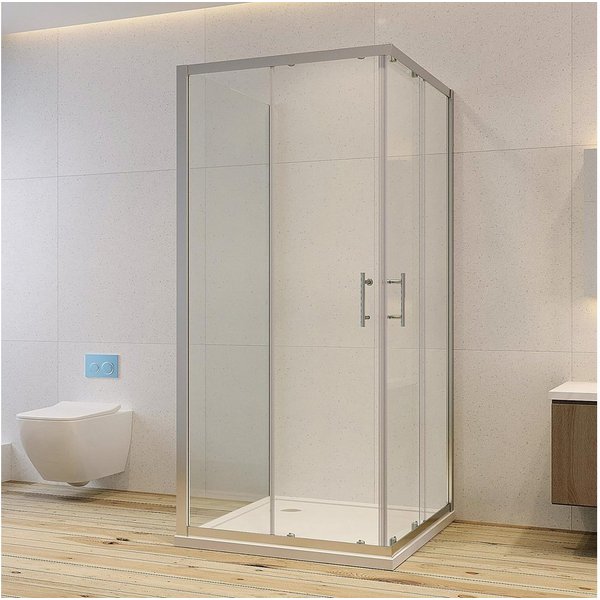 AQUABATOS Eckdusche U-Form Duschkabine mit Schiebetür Eckeinstieg Dusche ohne Duschwanne, BxT: 75x75 cm, Einscheibensicherheitsglas, Klare Einscheibensicherheit