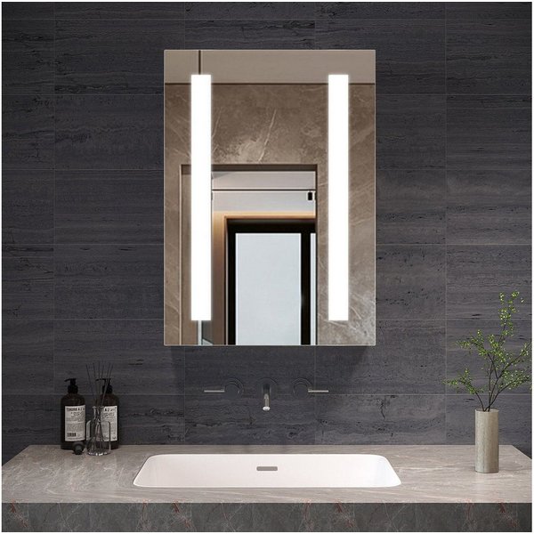 AQUALAVOS Badezimmerspiegelschrank Bad Spiegelschrank mit LED Kaltweiß Beleuchtung IR Sensor Wandschrank 50x70 cm, mit 1 Türig, Doppelseitige Glasspiegel, Soft-