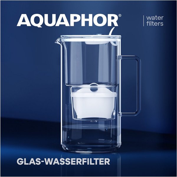 AQUAPHOR Glas-Wasserfilterkanne inkl. 1 Filterkartusche