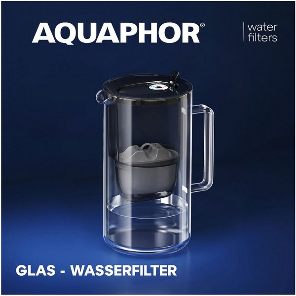 AQUAPHOR Wasserfilter Glas- Filterkanne mit Filterkartusche MAXFOR, bis 200l.Kapazität, Zubehör für Filterkartuschen Maxfor+, Maxfor+ Mg. (Magnesium), Maxfor+H 