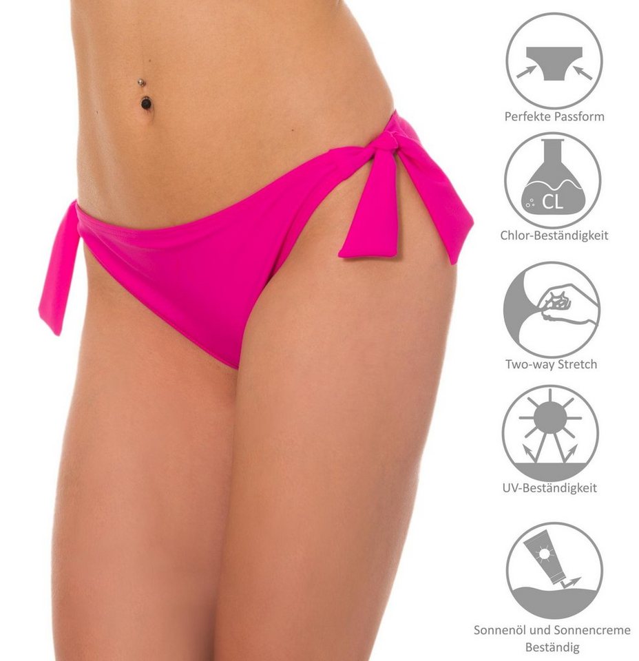 Aquarti Bikini-Hose Damen Bikinihose seitlich zum Binden Hüftslip in schönen Unifarben – Bild 5 von 5