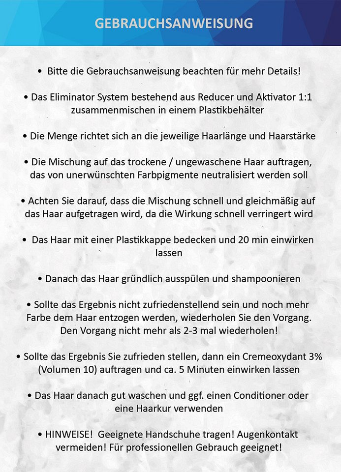 AQUYO Cosmetics Haarfarben-Entferner Eliminator Haarfarbentferner zur Beseitigung von Farbpigmenten, Packung – Bild 4 von 5
