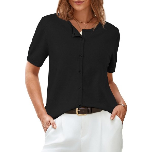 Arach&Cloz Strickjacke Damen Kurzarm Cardigan, leichte Sommeroberteile Leichte Strickjacke mit kurzen Ärmeln