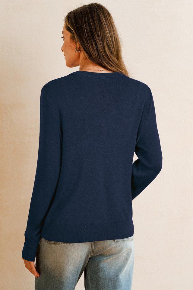 Arach&Cloz Strickjacke Damen Langarm Solid Strickjacken Leichter Cardigan mit V-Ausschnitt – Bild 5 von 5