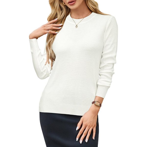 Arach&Cloz Strickpullover Damen Strickpullover Rundhals Langarm Warm Weich Anti-Pilling, Für Herbst Winter Frühling