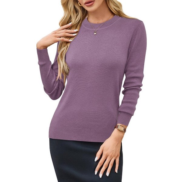 Arach&Cloz Strickpullover Damen Strickpullover Rundhals Langarm Warm Weich Anti-Pilling, Für Herbst Winter Frühling