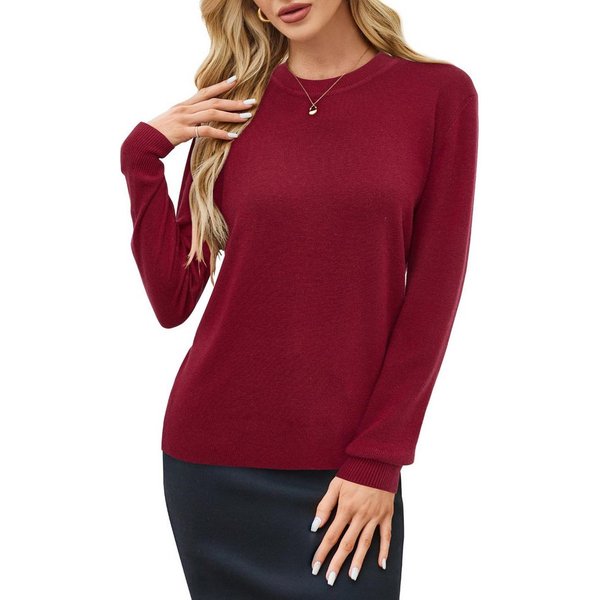 Arach&Cloz Strickpullover Damen Strickpullover Rundhals Langarm Warm Weich Anti-Pilling, Für Herbst Winter Frühling