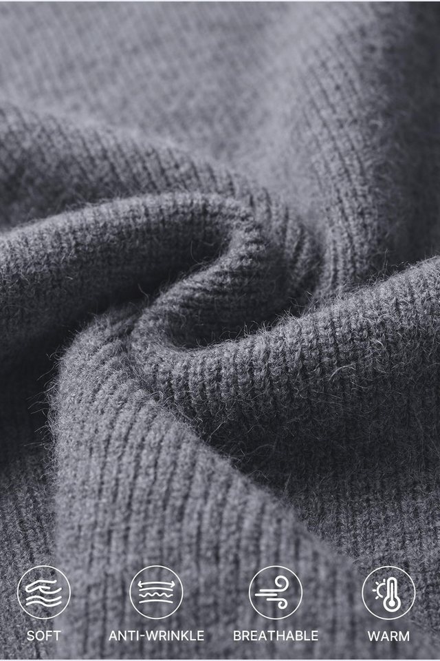 Arach&Cloz V-Ausschnitt-Pullover Damen-Pullover aus Wollmischung, Langärmliger Strickpullover Basic Sweater Leicht Locker Strickpulli Herbst Winter Warm – Bild 5 von 5