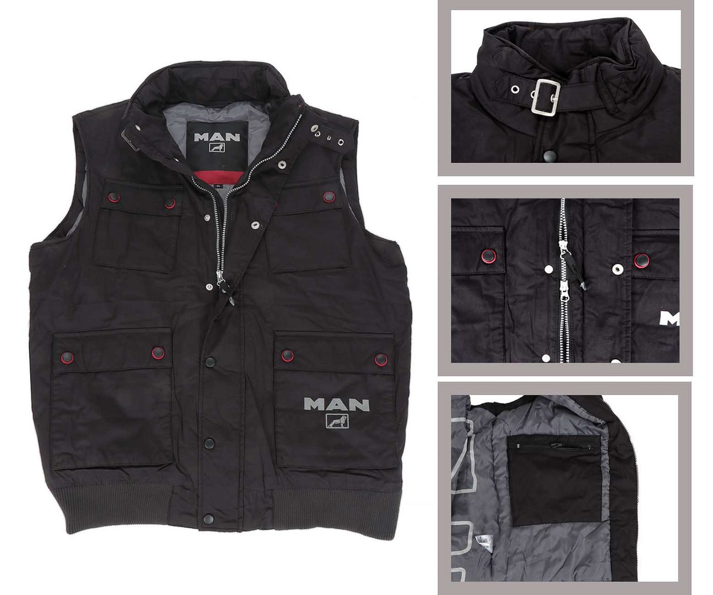 MAN Arbeitsweste MAN Übergangsjacke (mit 2 Innen- und 4 Außentaschen) Herren Outdoorjacke – Bild 4 von 5
