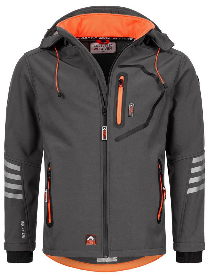 Arctic Seven Softshelljacke ASColori Outdoorjacke mit abnehmbarer Kapuze – Bild 4 von 5