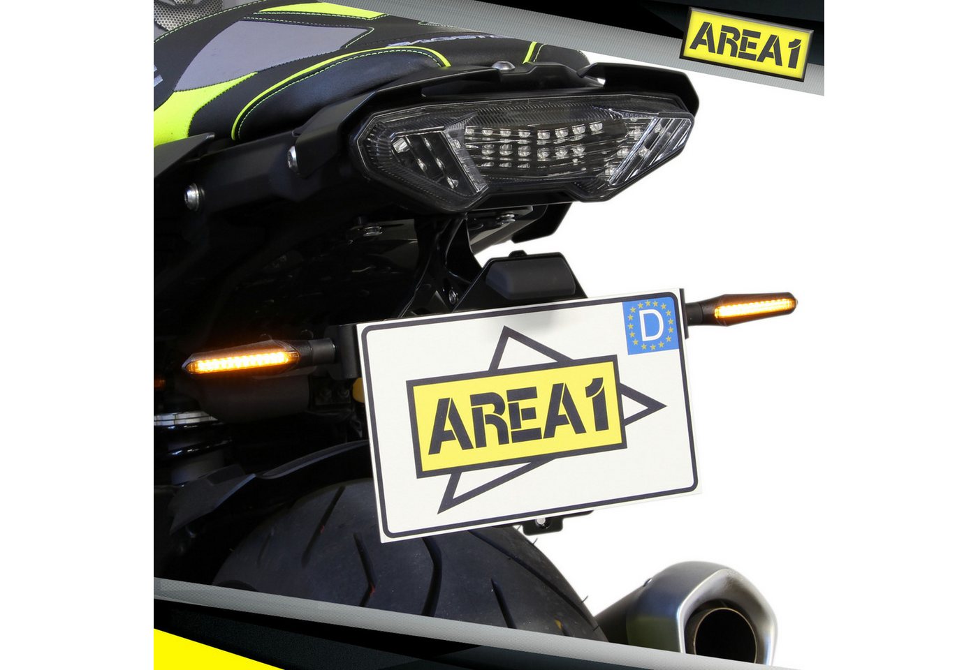 Area1 Blinker Motorrad LED Blinker e-geprüft schwarz, Lauflicht-Effekt, M8 Set (2), Lauflicht – Bild 4 von 4