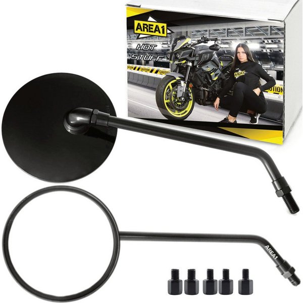 Area1 Motorradspiegel Motorradspiegel Set (E-geprüft, inkl. 5 Adapter)