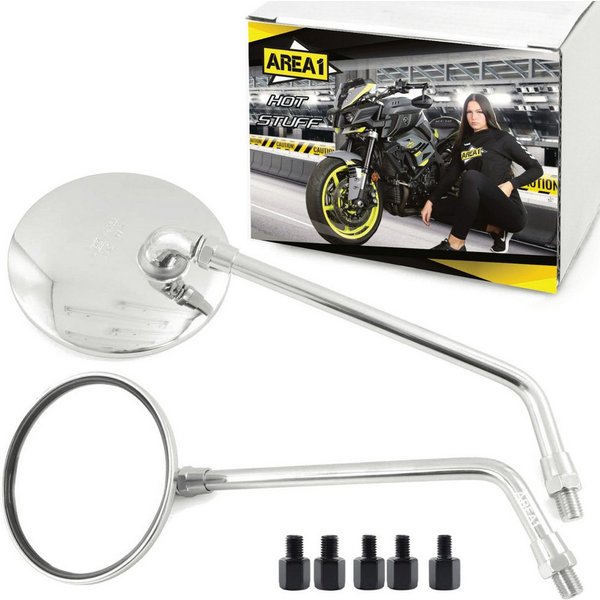 Area1 Motorradspiegel Motorradspiegel Set (E-geprüft, inkl. 5 Adapter)